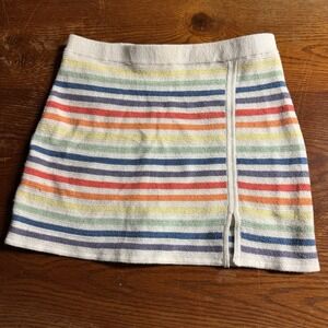 American Eagle Outfitters White Mini Skirt with Rainbow Stripes
